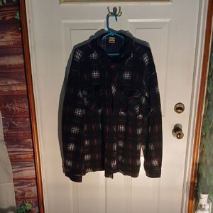 Men's Plaid Button Down Shirt - Black and Red RL64